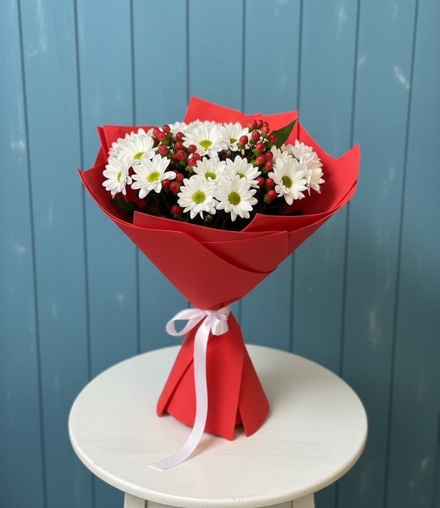 Букет цветов из: Хризантемы в Восходе