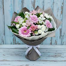 Букет цветов из:  Герберы, Альстромерии и Хризантемы в Восходе