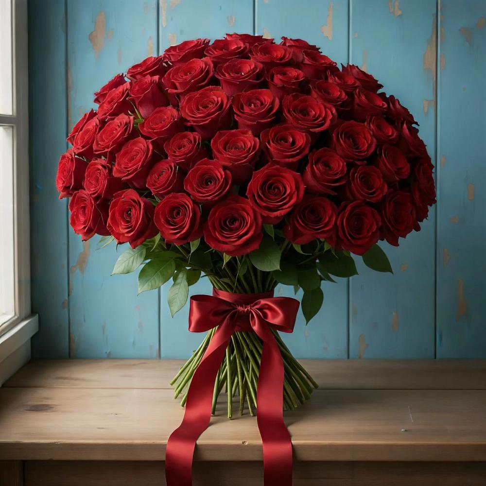 Букет Красные розы Блэк Меджик в Восходе