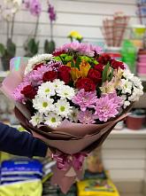Букет цветов из:  Розы, Хризантемы и Альстромерии #REPLACE_PRED# Восходе