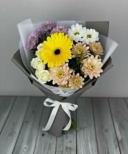 Букет цветов из:  Розы, Герберы и Хризантемы в Восходе