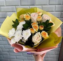 Букет цветов из:  Розы и Хризантемы #REPLACE_PRED# Восходе