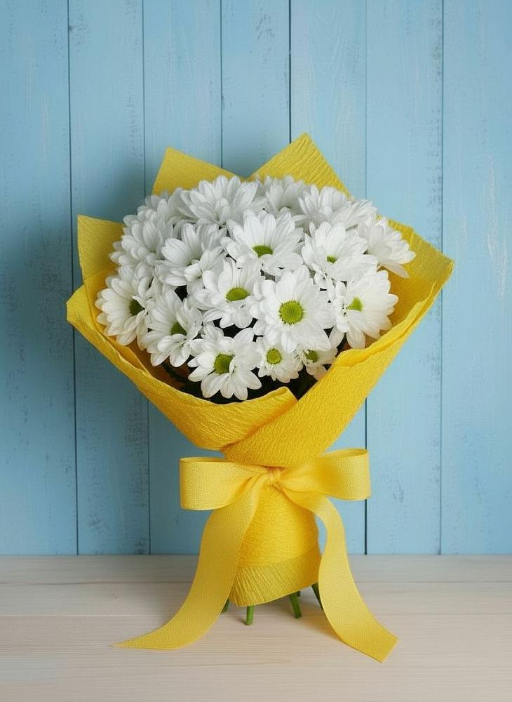 Букет цветов из: Хризантемы в Восходе