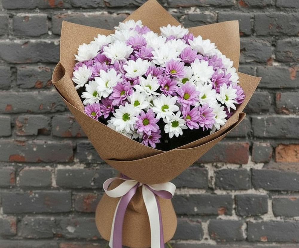 Букет цветов из: Хризантемы в Восходе