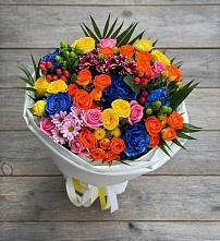 Букет цветов из:  Розы и Хризантемы в Восходе