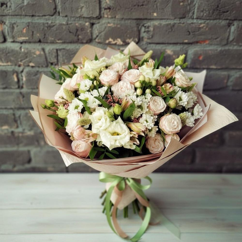 Букет цветов из: Альстромерии, Розы и Хризантемы в Восходе