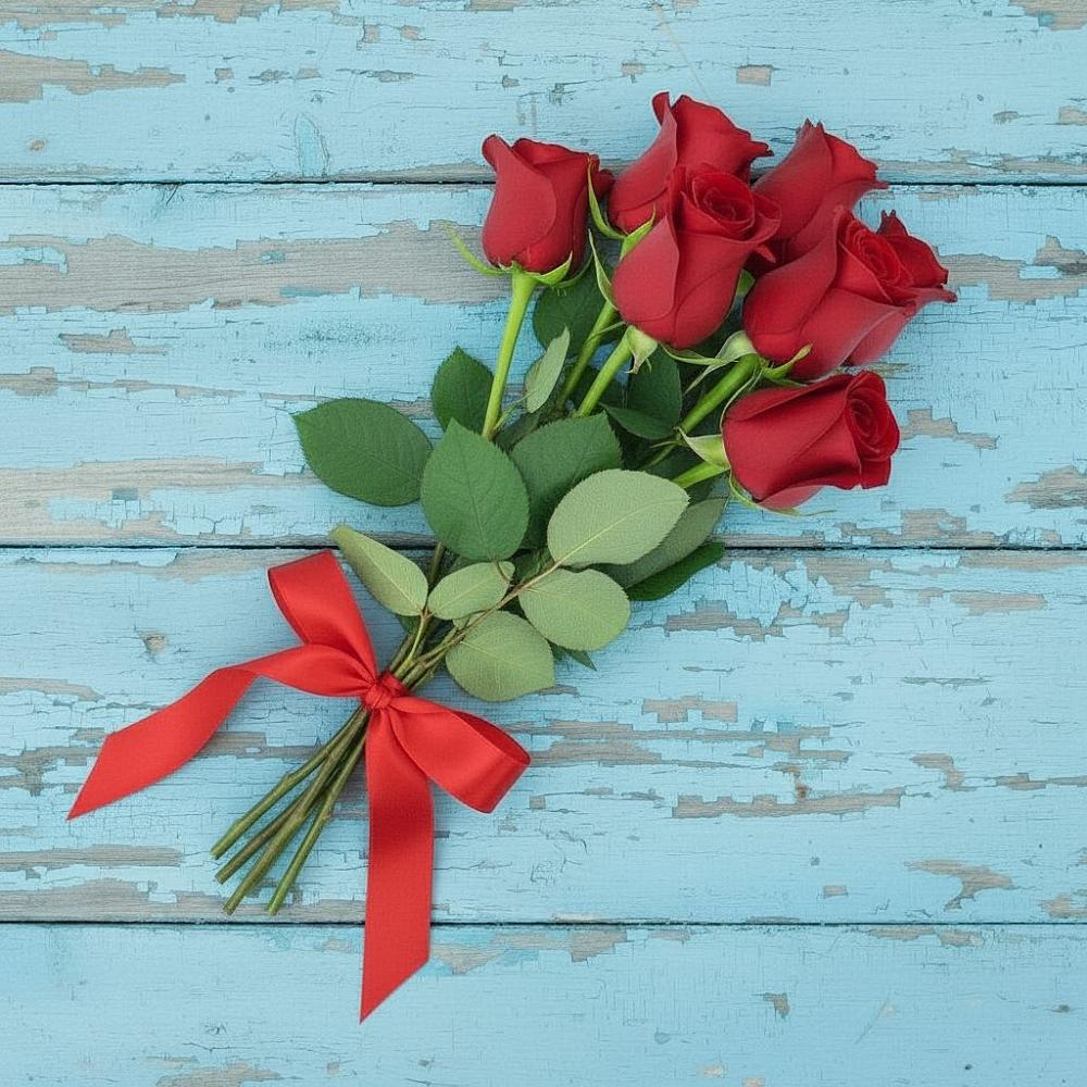 Букет Красные розы в Восходе
