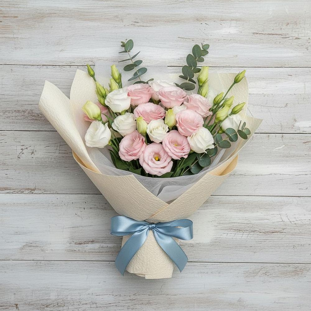 Букет цветов из: Лизиантусы в Восходе